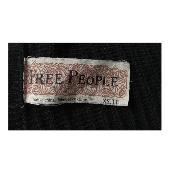 Free People Black Lace Sleeve Ribbed Sweater Top - Picture 6 of 7